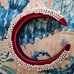 Velvet Headband with Pearls